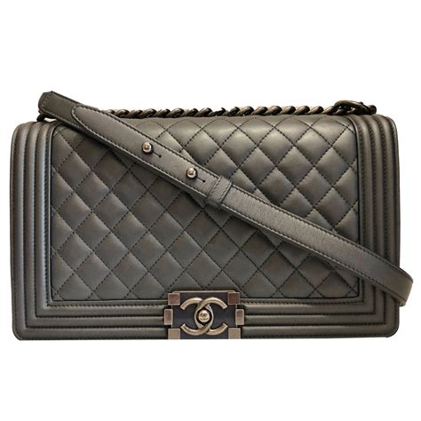 chanel 17b grey|small black chanel boy bag.